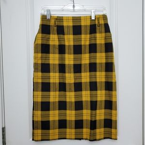 🎁3/$30 VINTAGE Counterparts Yellow & Black Plaid Skirt Size 10 Made in Taiwan